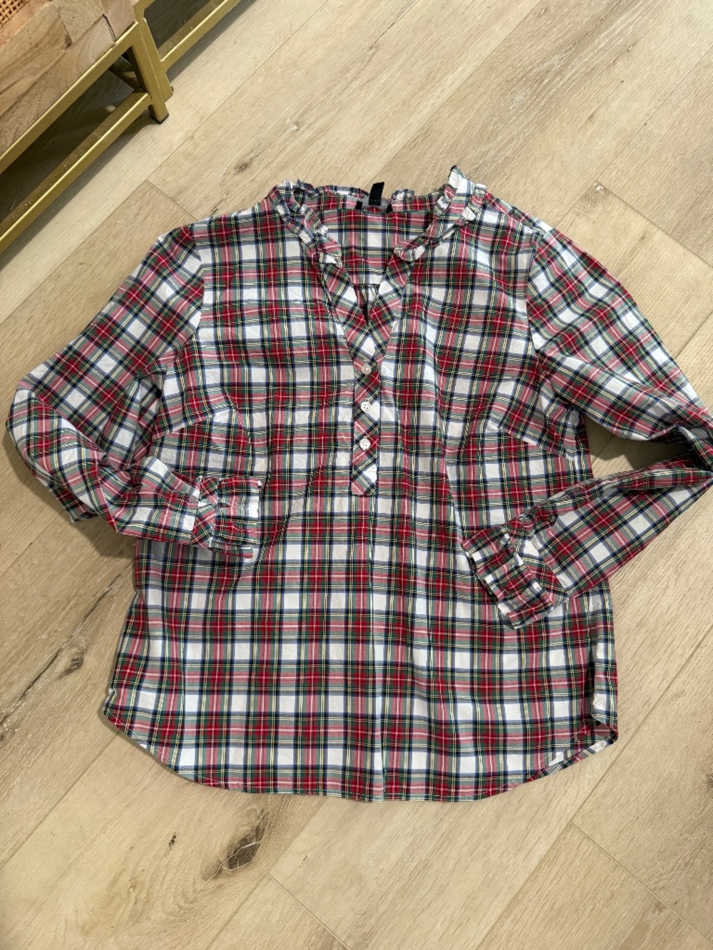 Talbots holiday Christmas plaid shirt woman’s small
